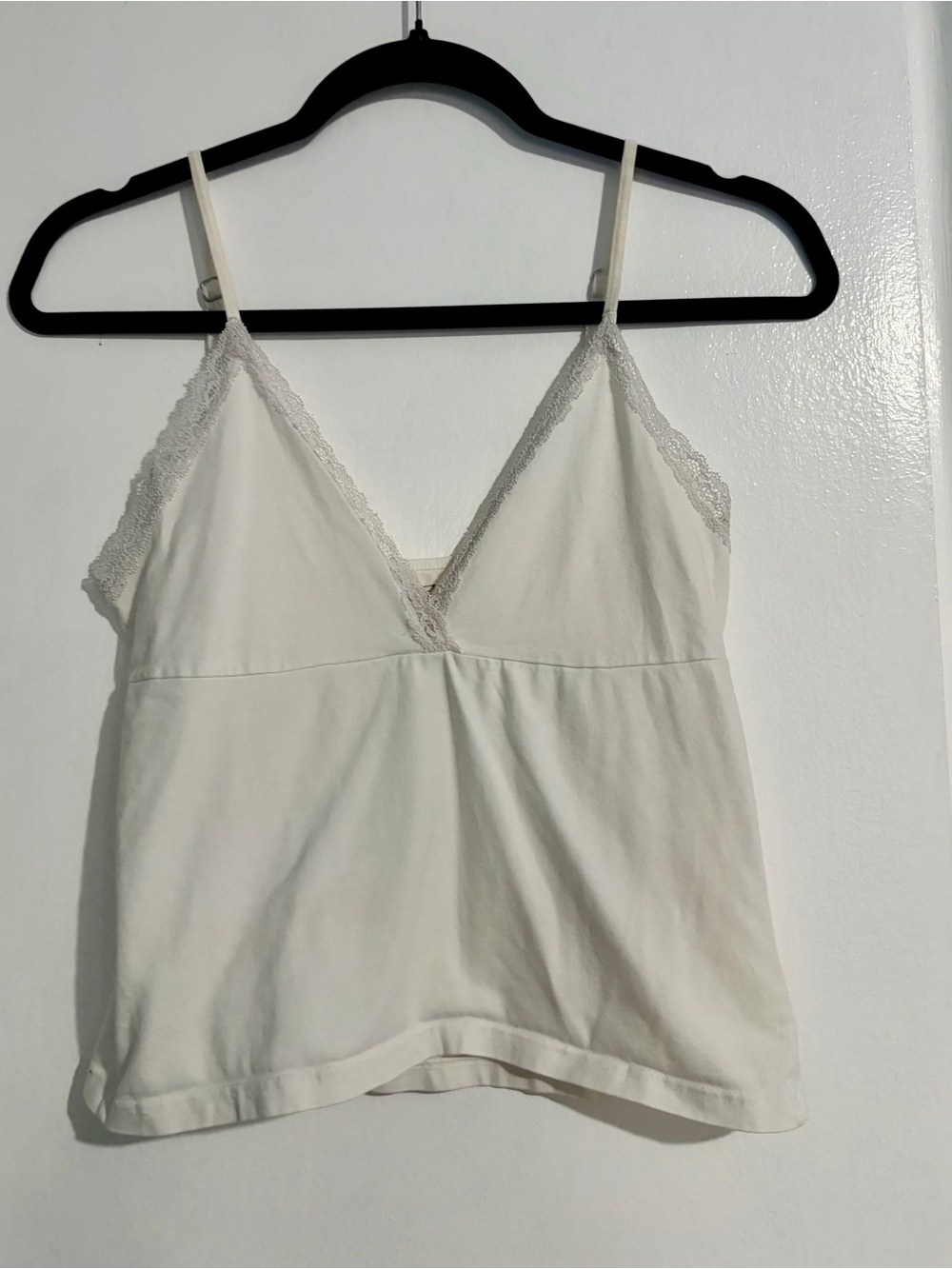 Brandy Melville Cream Lace-Trim V-Neck Camisole